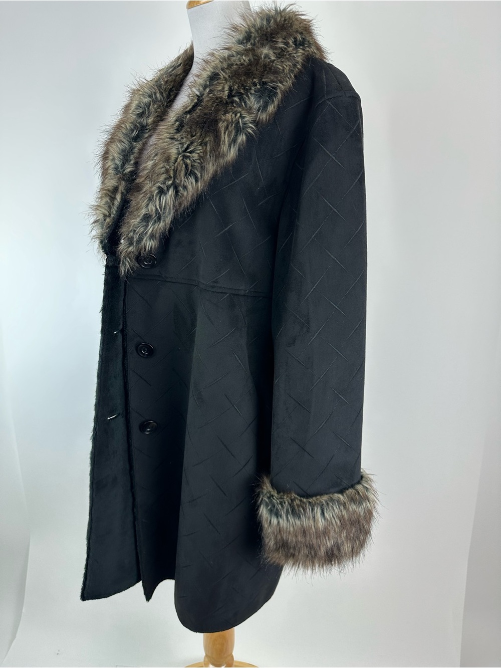 Utex Design Faux Suede Shearling Jacket Faux Fur Trim Size 2X - Picture 7 of 14
